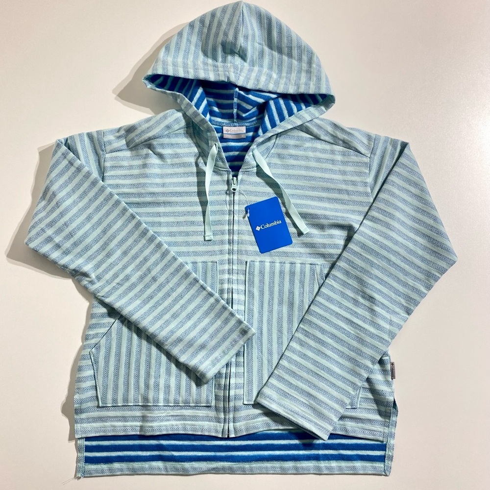 Columbia Women’s Striped Melody Spring  Hoodie Sweater Full Zip Long Sleeve M